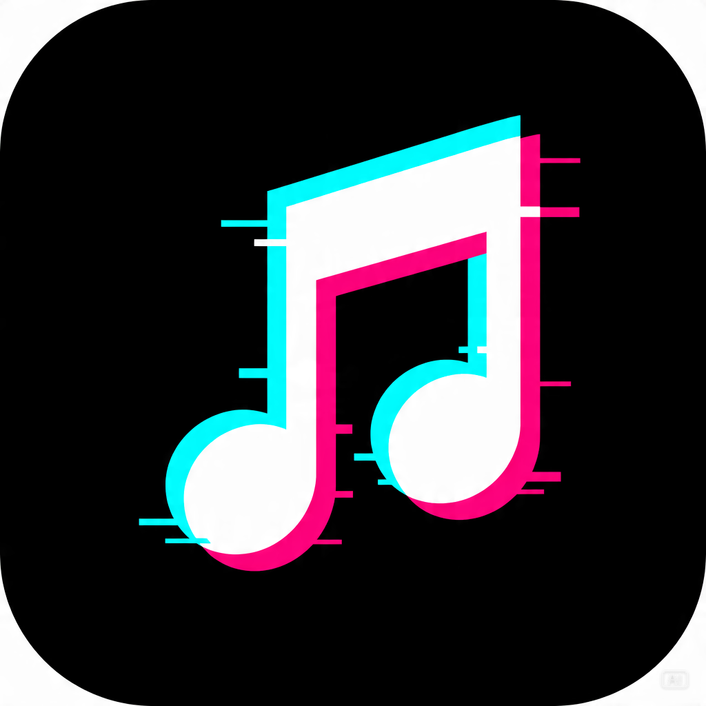 Glitch music note app icon generated by Pippit