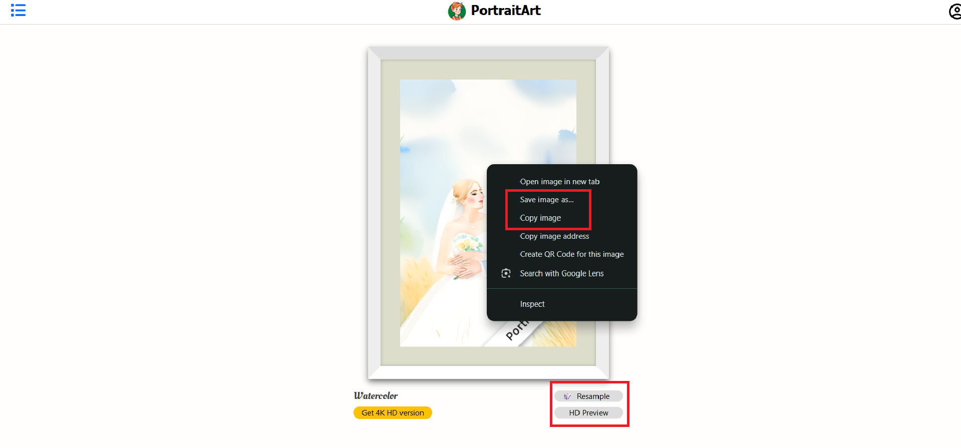 Speichern Sie das Porträt auf Ihrem Gerät.