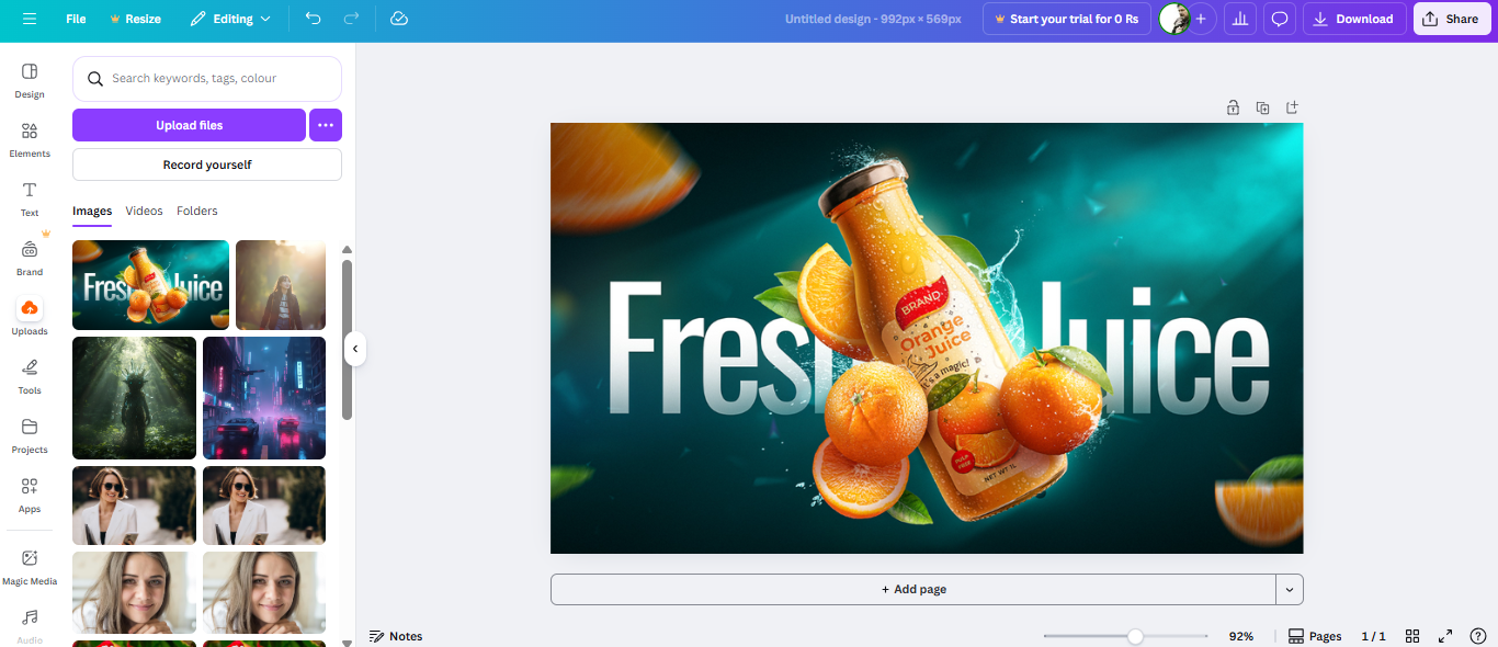 Enviando sua foto para o Canva