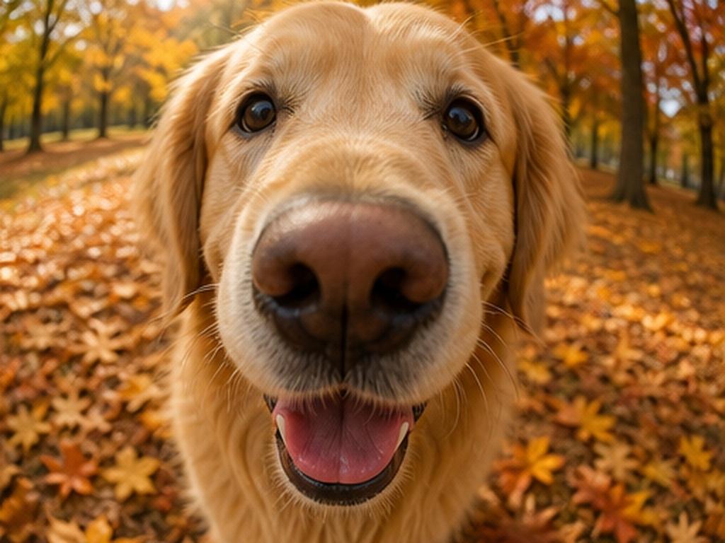 Fisheye Pet Photo AI Prompts prompt example 6 - Golden retriever park