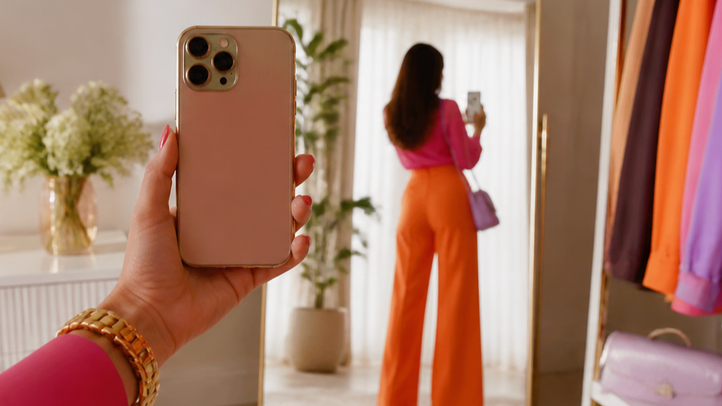 IA Girl Mirror Phone Vidéo originale 16 : 9 visuel de héros