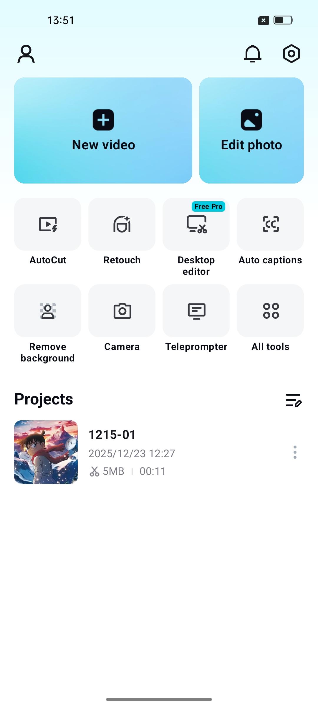 Personal settings in the CapCut app