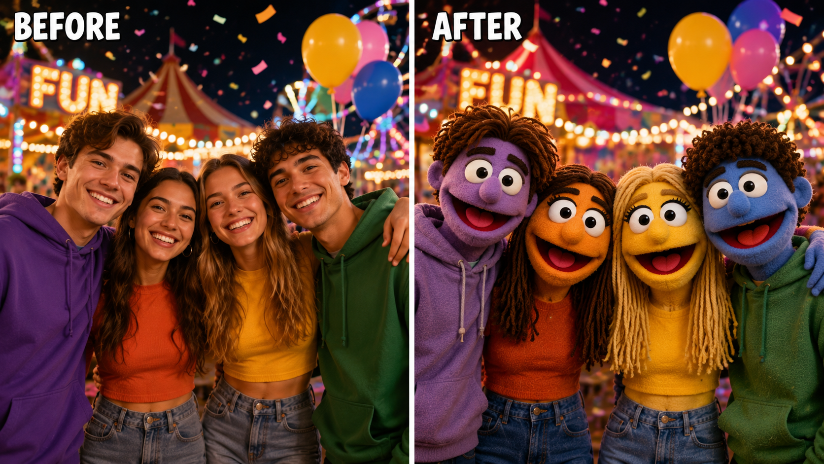 Prompt for a Muppet-style group photo
