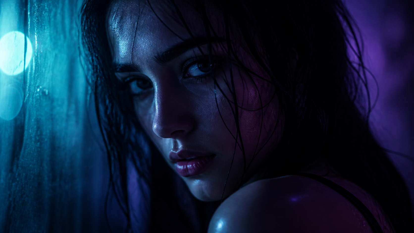 Neon silhouette close-up
