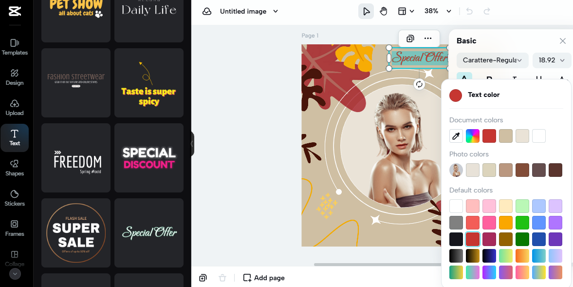 Interfaccia immagine con un design promozionale, che mostra la personalizzazione del testo per un'offerta speciale, ideale per idee creative di reddito.