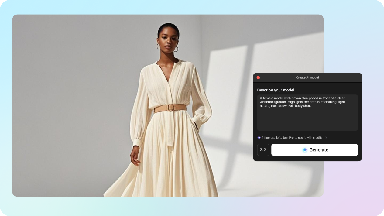 Modellen genereren door een prompt in te voeren in de CapCut desktop video-editor