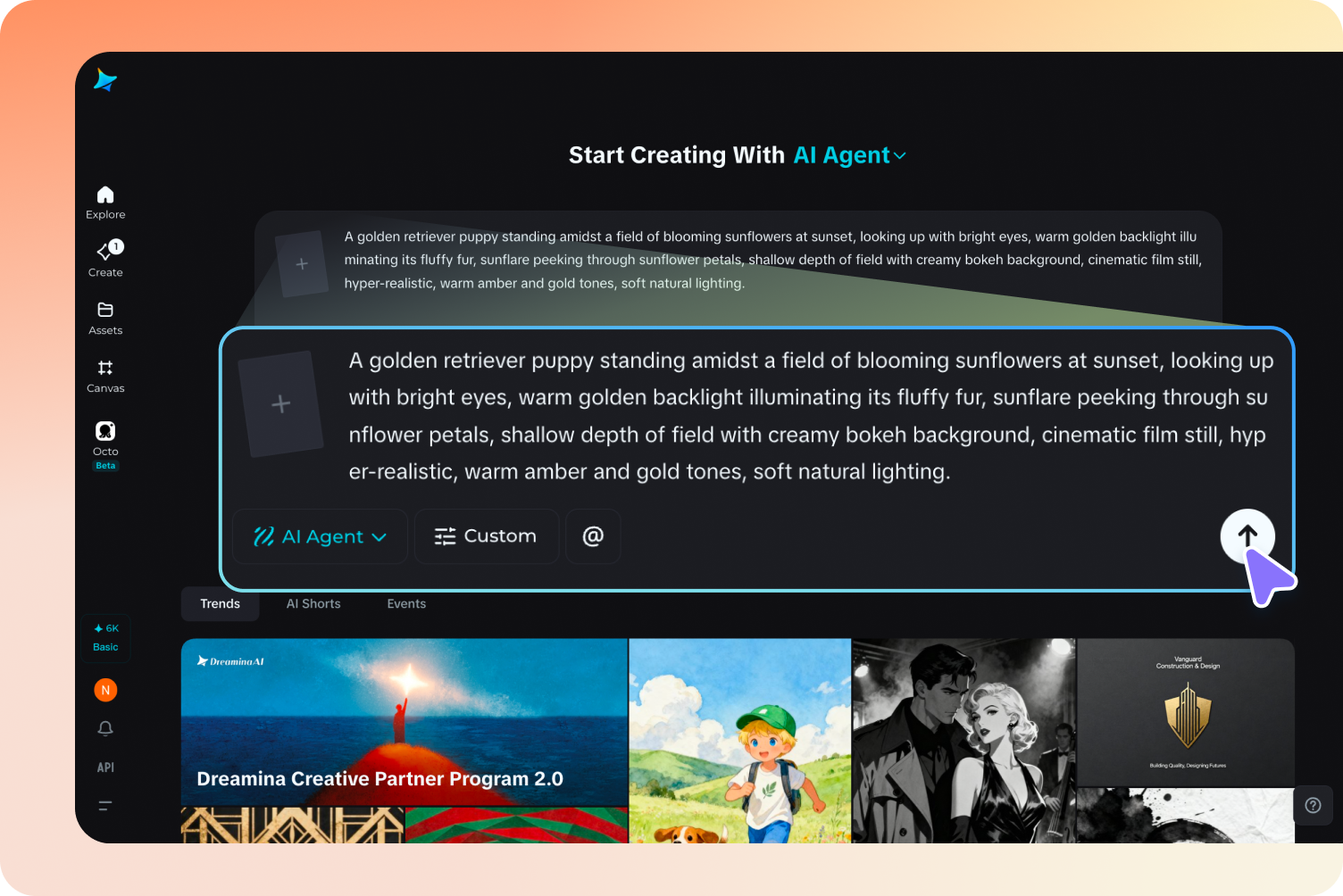 Write your idea to the AI Agent