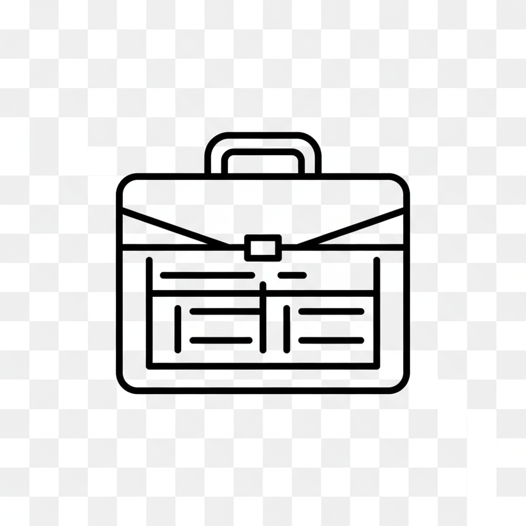 Icono de uso de caso: cuadrícula de diseño de maletín con para agencias.