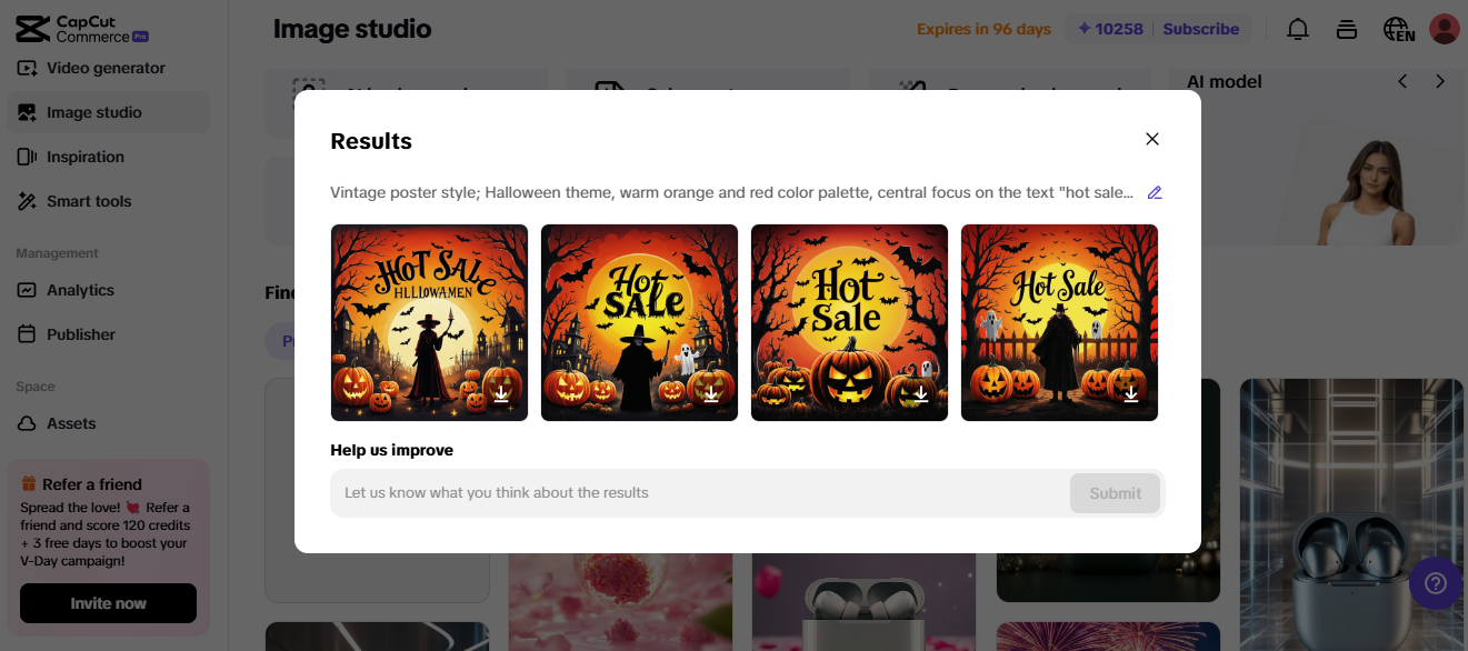 AI generované plakáty na halloweenské slevy, zvýrazňující roli generativní AI v eCommerce pro poutavé akce.