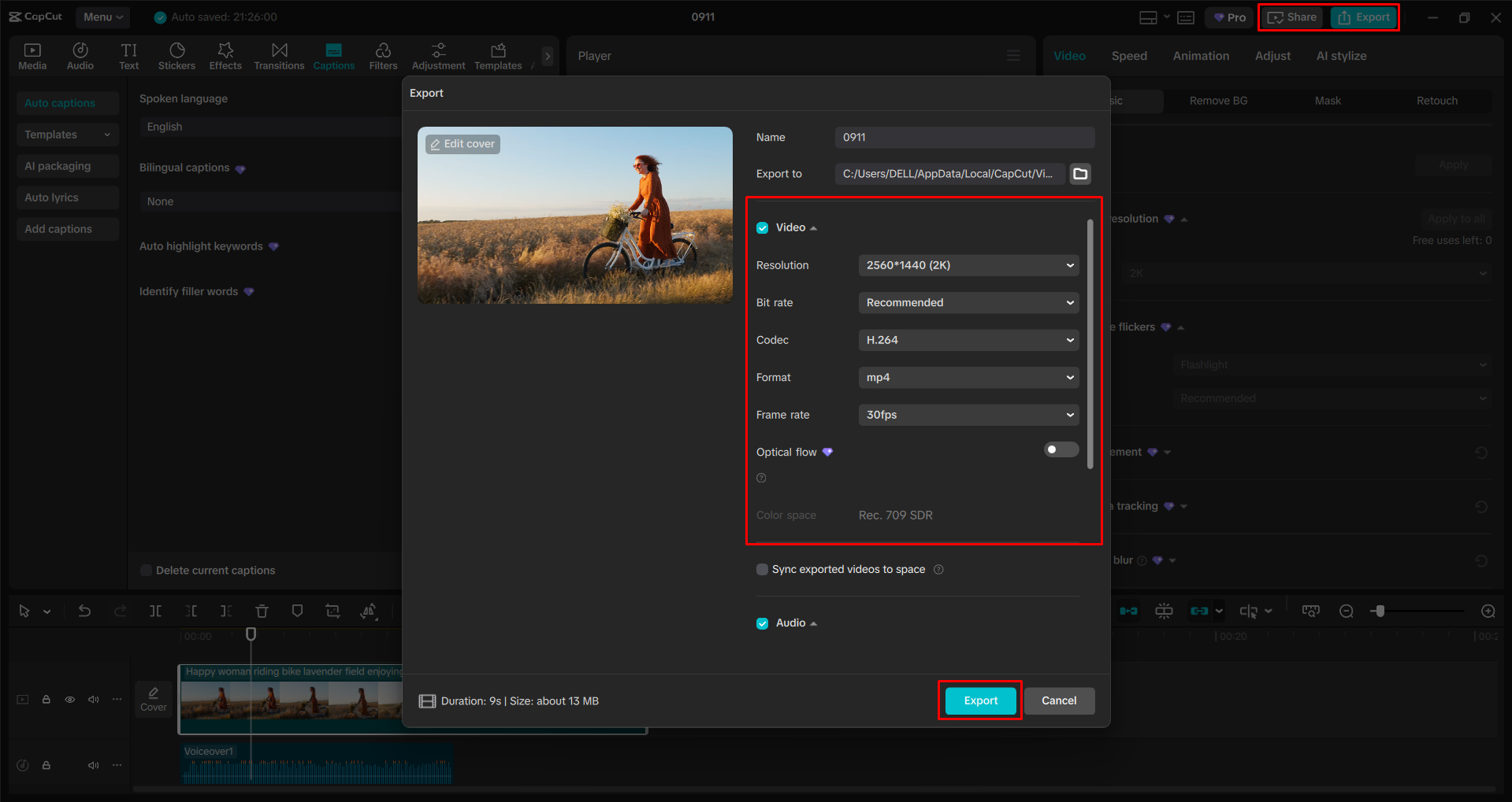 Eksportowanie wideo z CapCut komputerowego edytora wideo