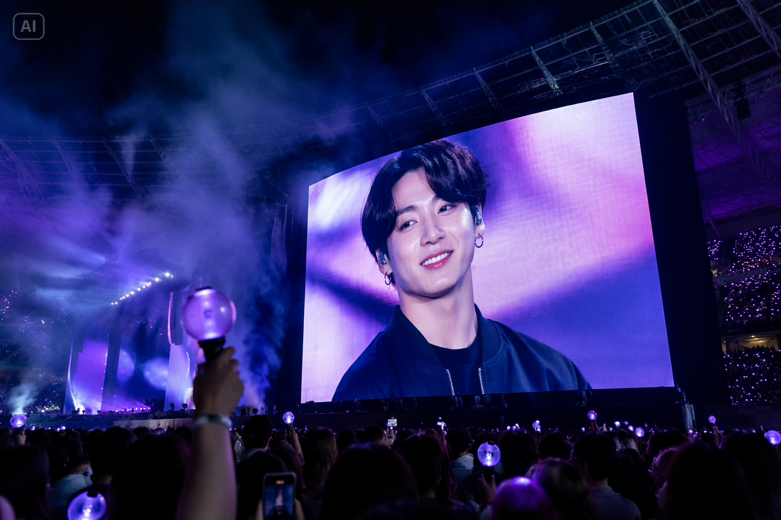 AI K-pop koncert jumbotron podpowiada funkcje