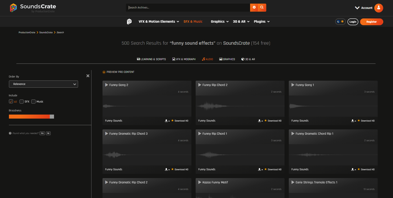 SoundsCrate interface for funny sound effects