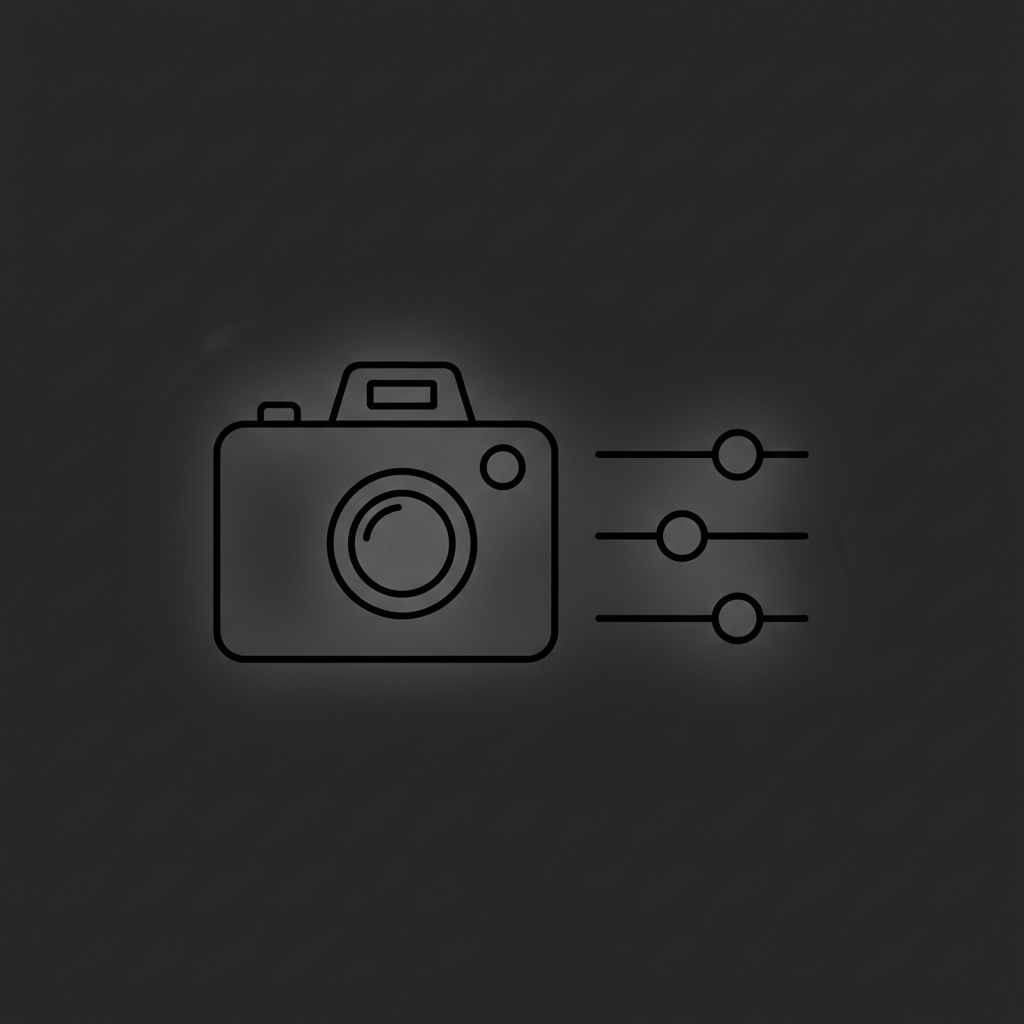Icono de capacidades: deslizadores de cámara de película con , estilo de línea minimalista.
