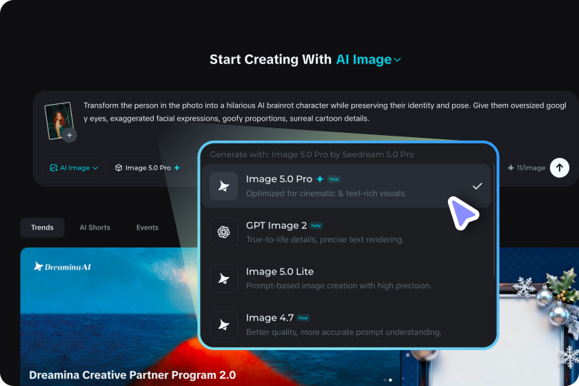 Select the image model and generate