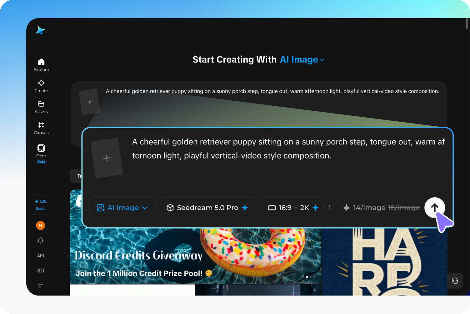 Write your prompt and generate an image