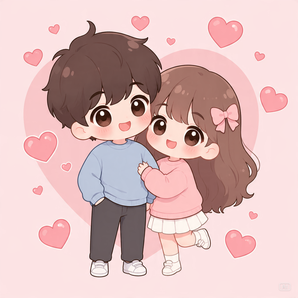Chibi couple love you too image generated by Pippit