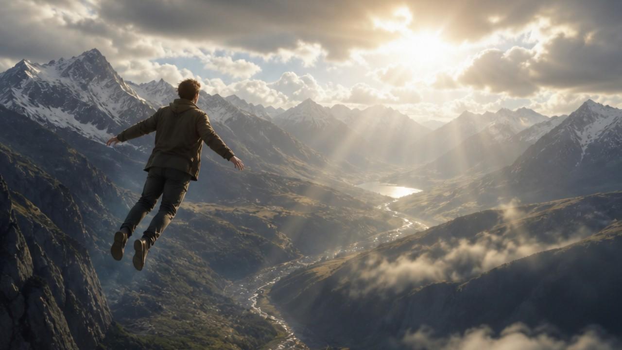 human flying scene prompt result 3