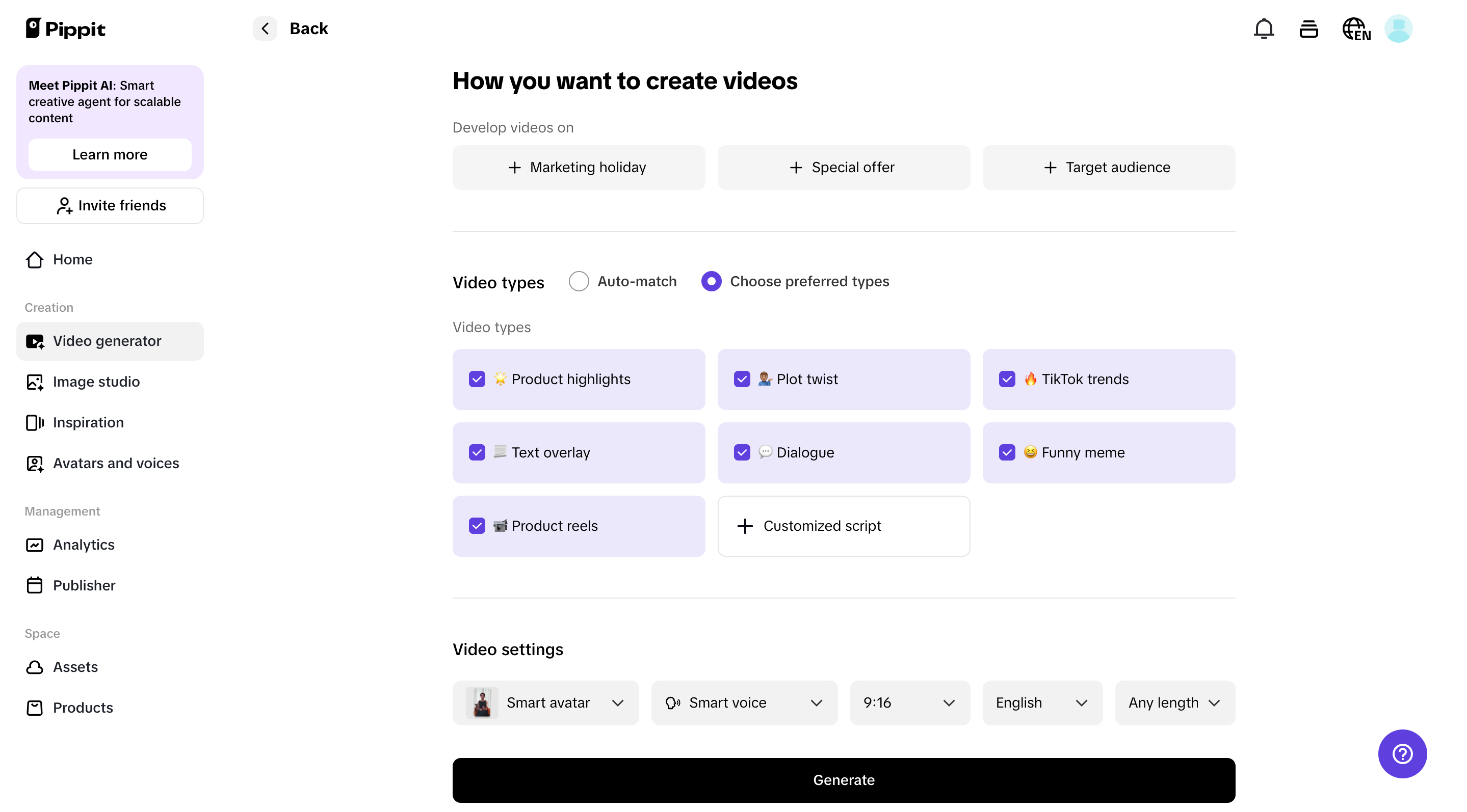 Customize video settings