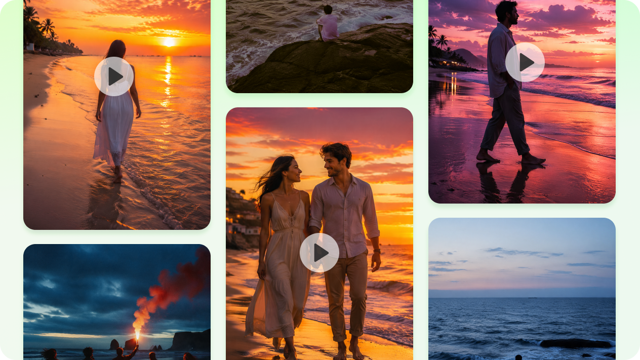 Explore multiple beach walk scenery ideas with an AI Agent