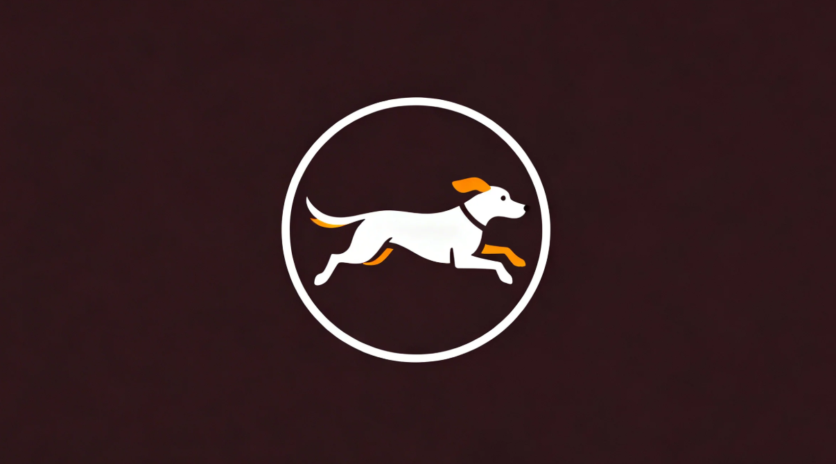 Rennender Hund in minimalistischer Kreis-Logo