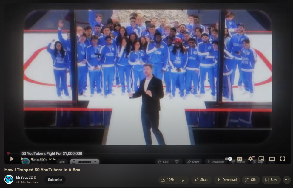 วิดีโอ "ฉันติดผู้ใช้ YouTube 50 คนในกล่องได้อย่างไร"
