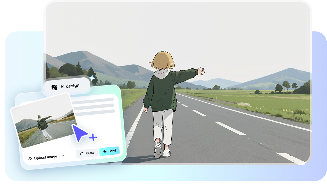 Genera arte anime di qualità professionale da testo o foto.