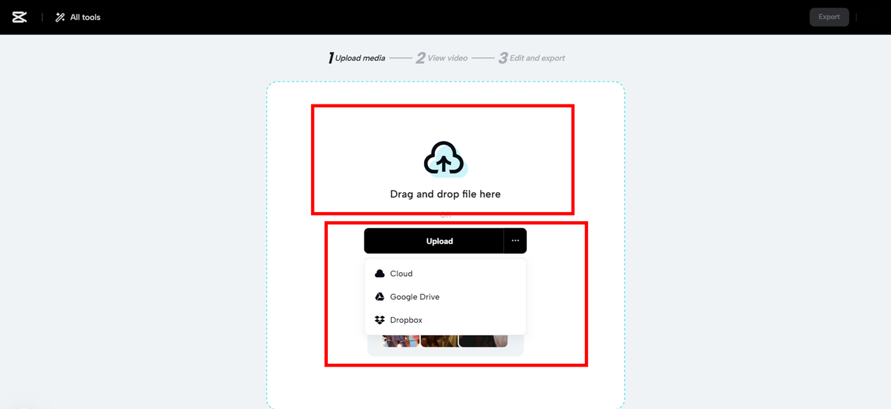 Upload media from different sources