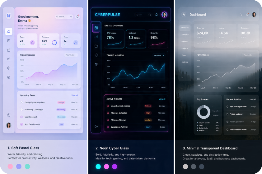 Enhances modern UI appeal and depth