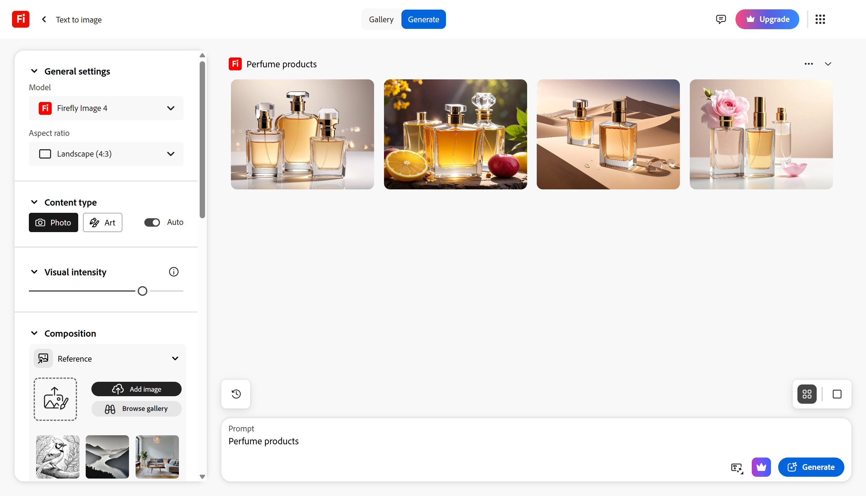 Interfejs Adobe Firefly - naprawdę dobry edytor zdjęć produktów AI
