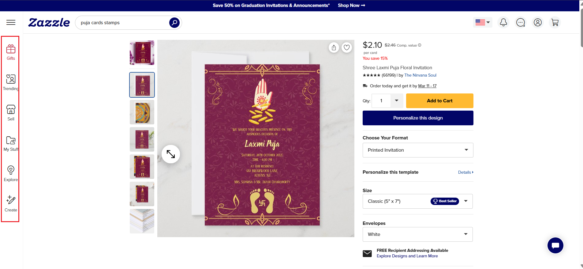 biglietto d'invito durga puja