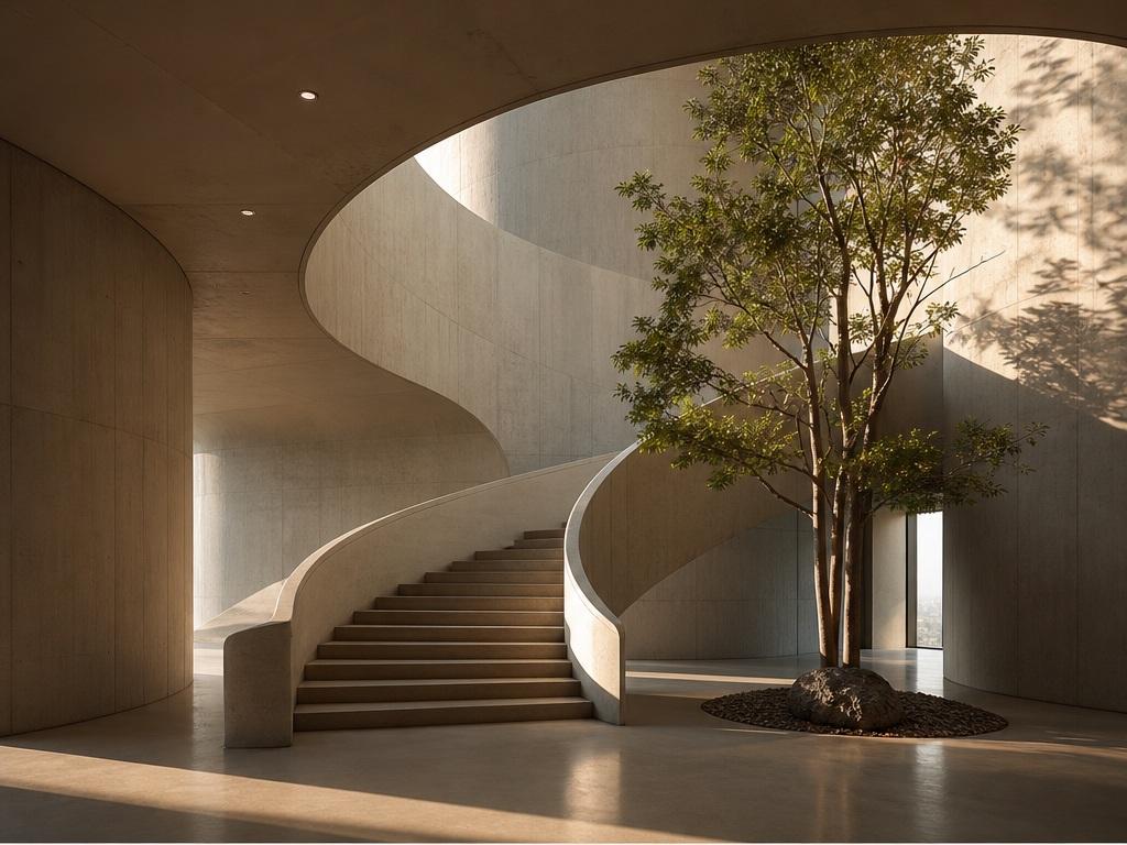 Morphic AI Image Generator Alternative prompt example 5 - Curved concrete interior