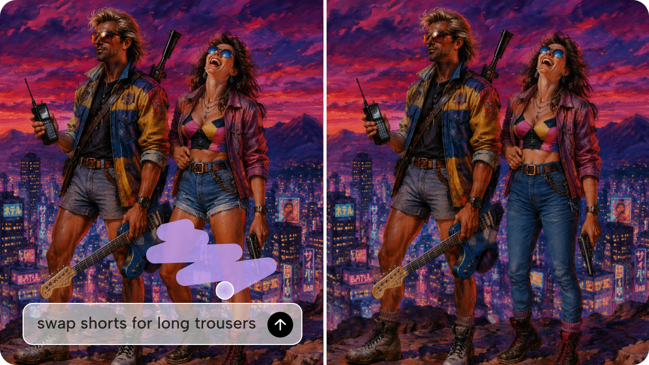 Refine synthwave artwork with Interactive editing