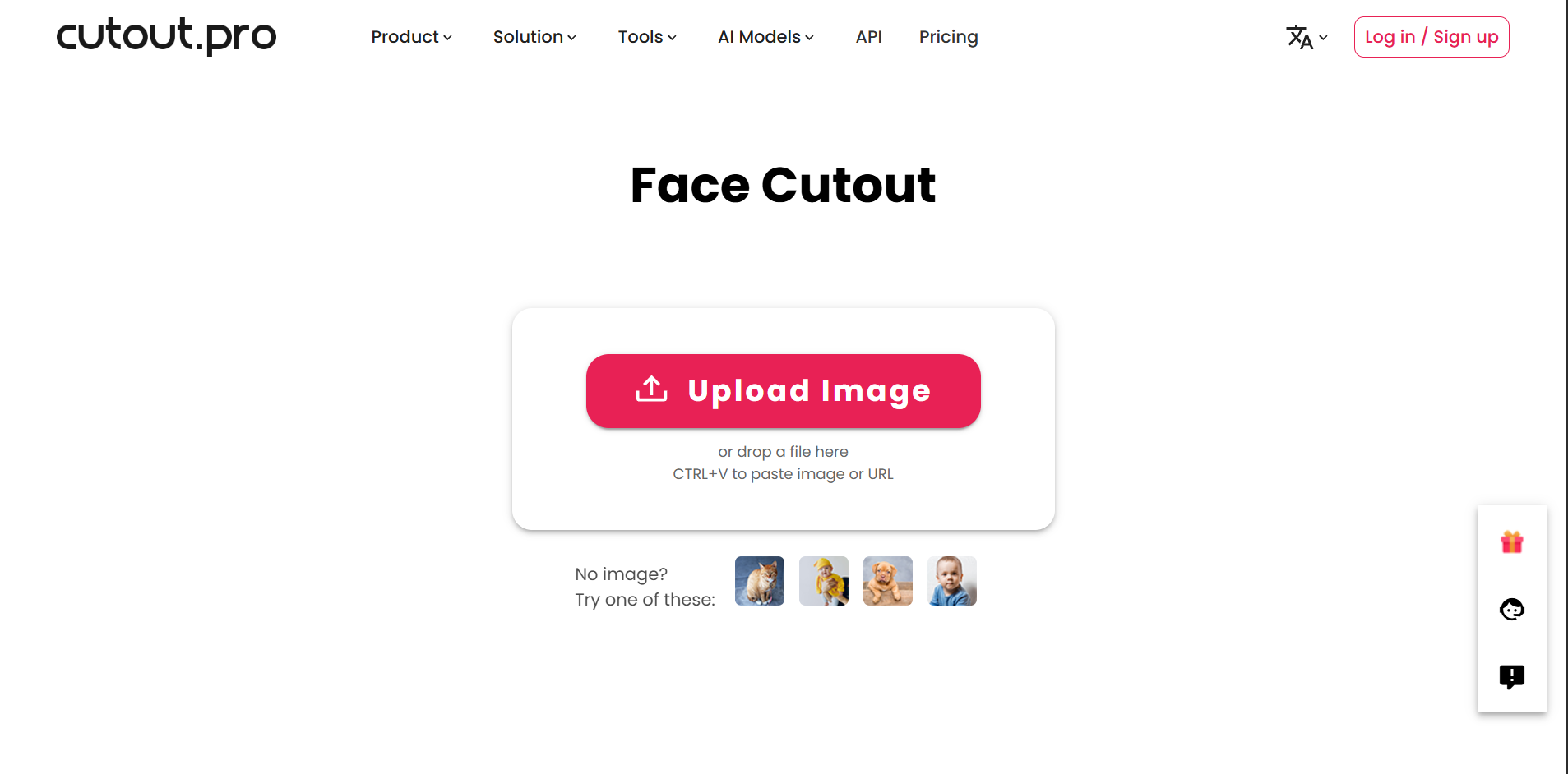 Interface von Cutout.Pro