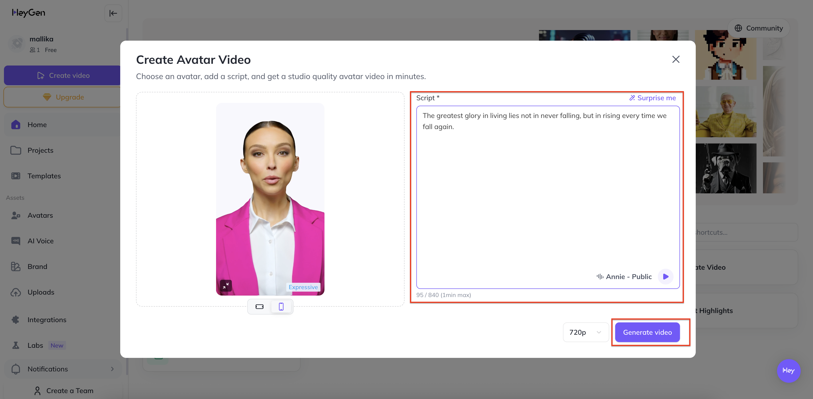 Add script and voice