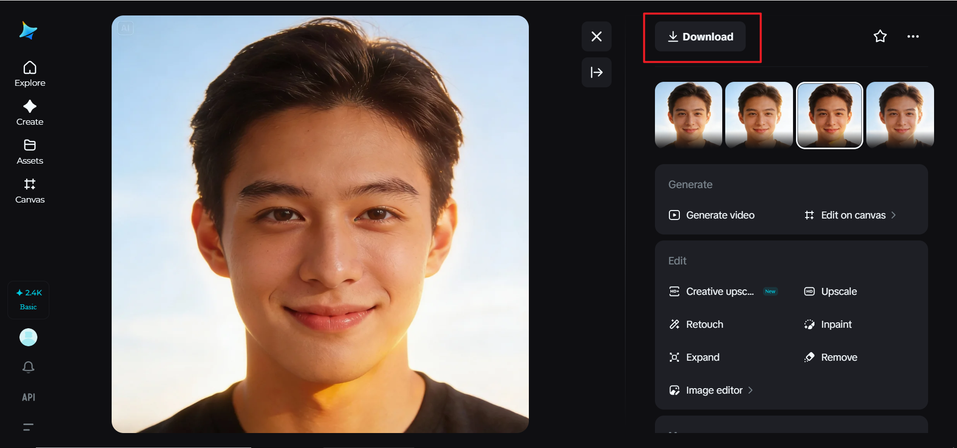 Muat turun foto anda yang telah disempurnakan