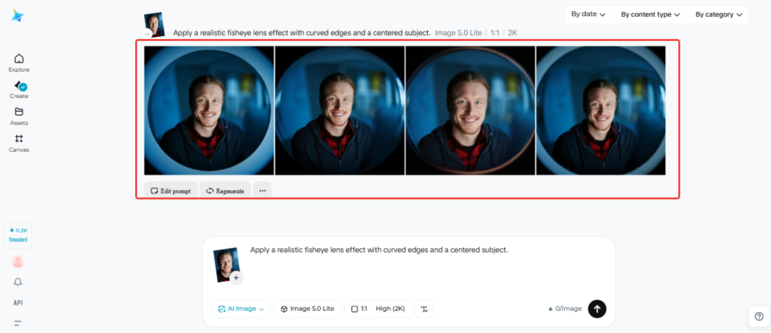 Editing the AI-generated photo in Dreamina