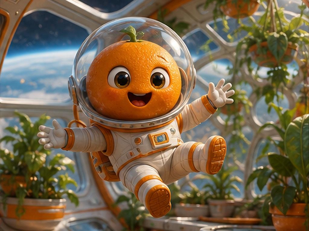 AI Fruit Character Prompt prompt example 2 - Orange astronaut