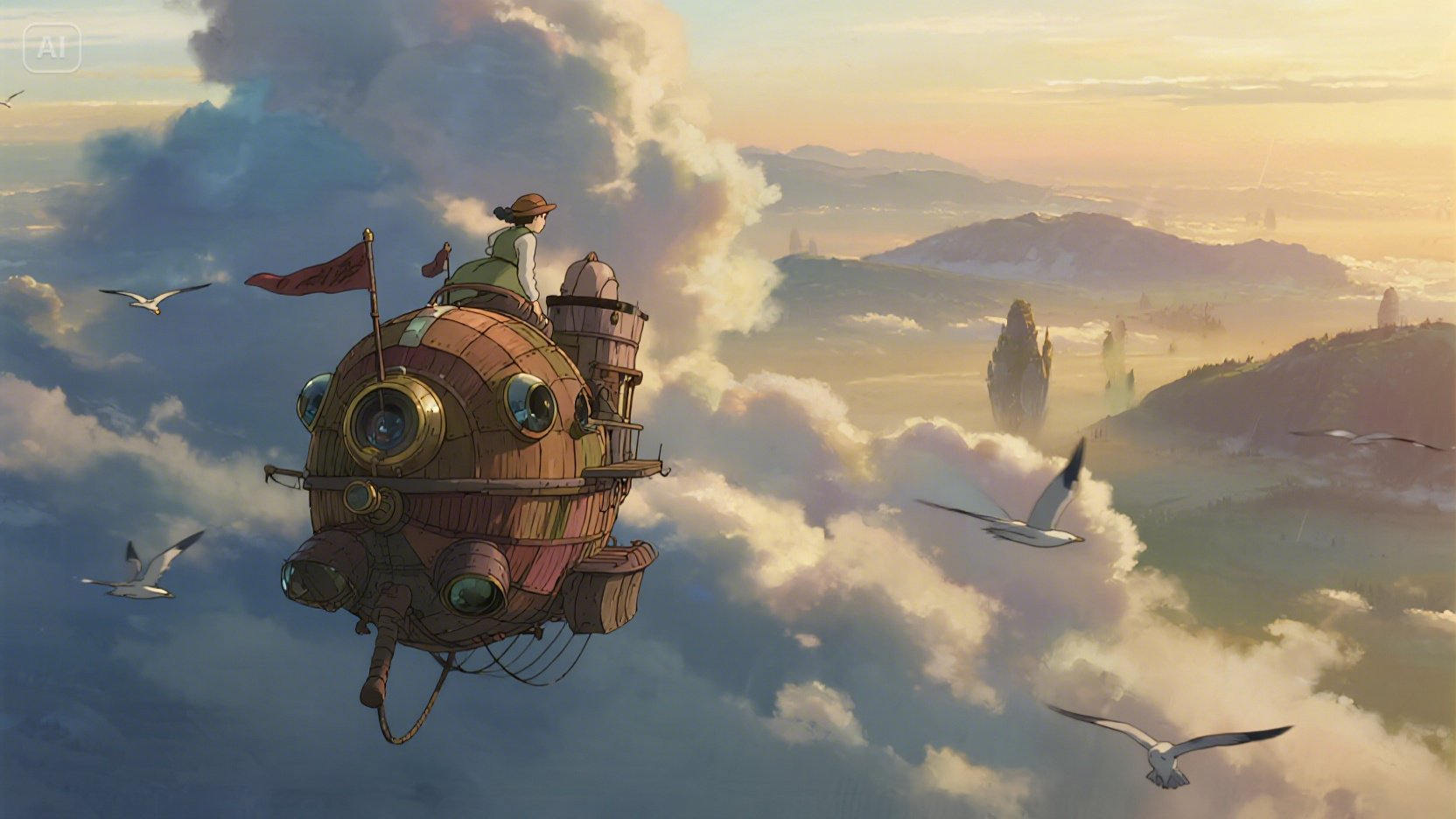 Sky reis: Studio Ghibli kunststijl AI