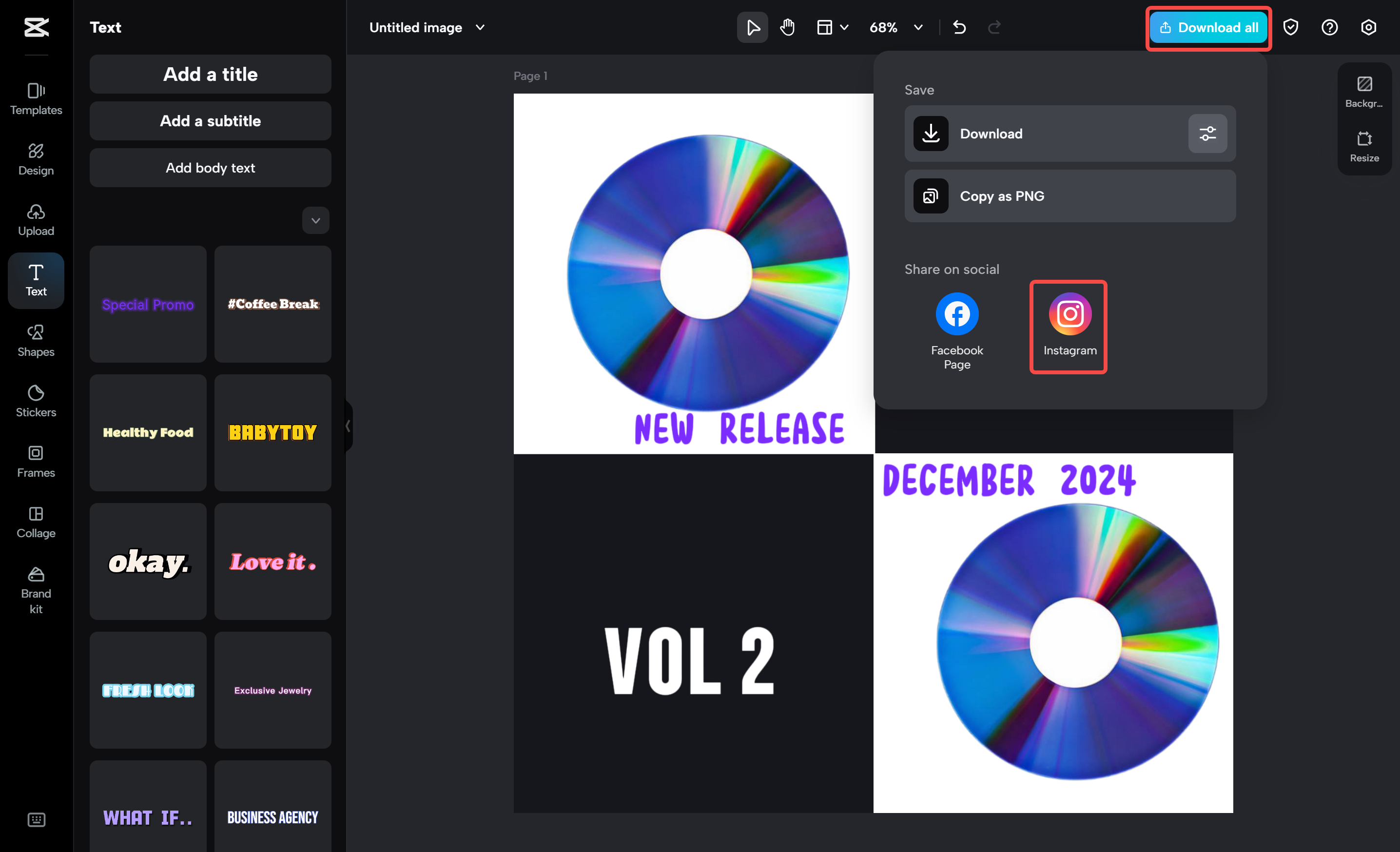 Mengeksport siaran Instagram daripada editor video desktop CapCut