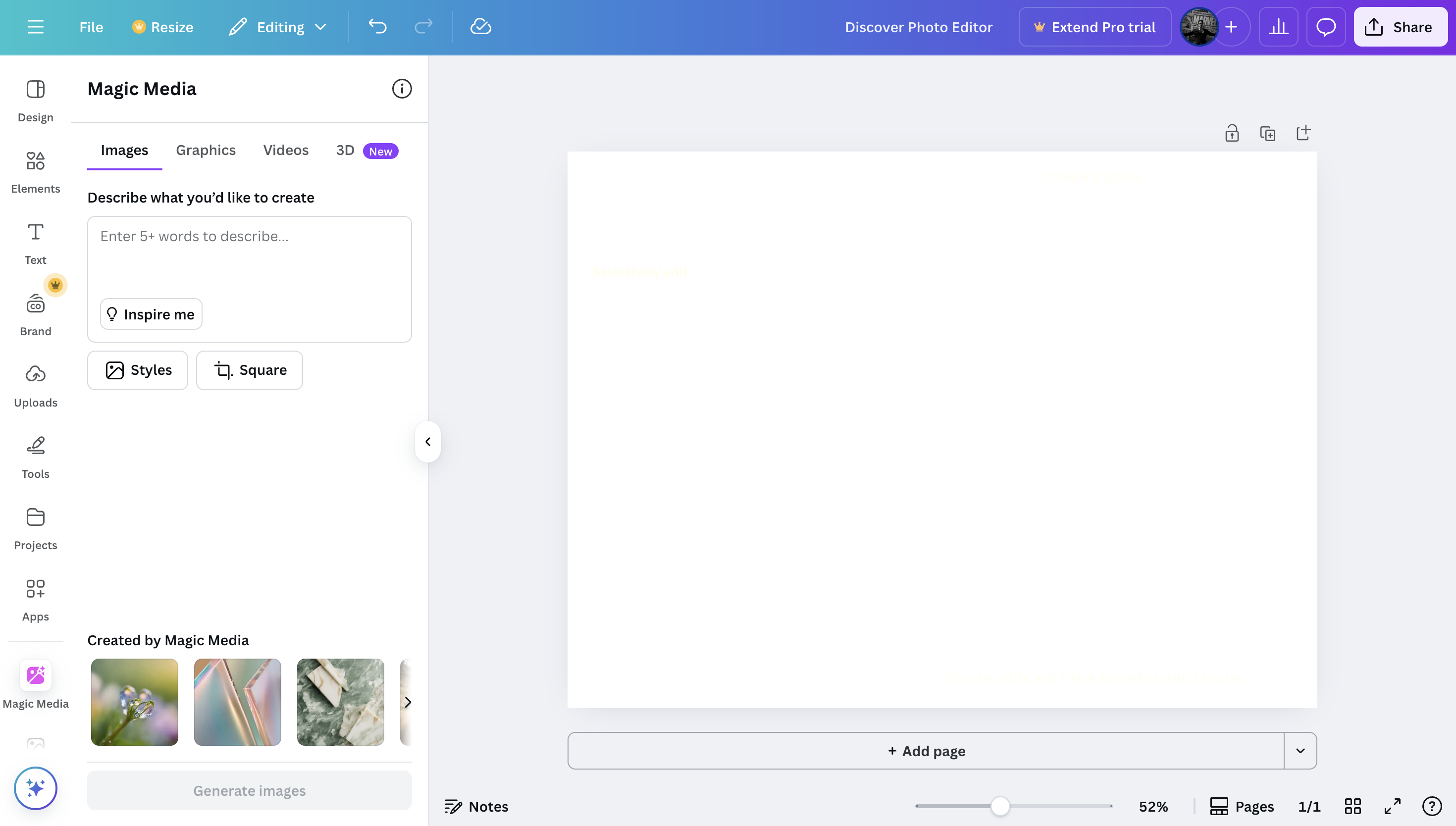 Canva interface
