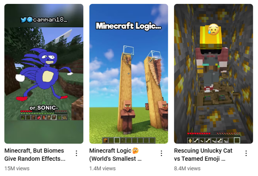 Shorts YouTube Minecraft avec des visuels de haute qualité