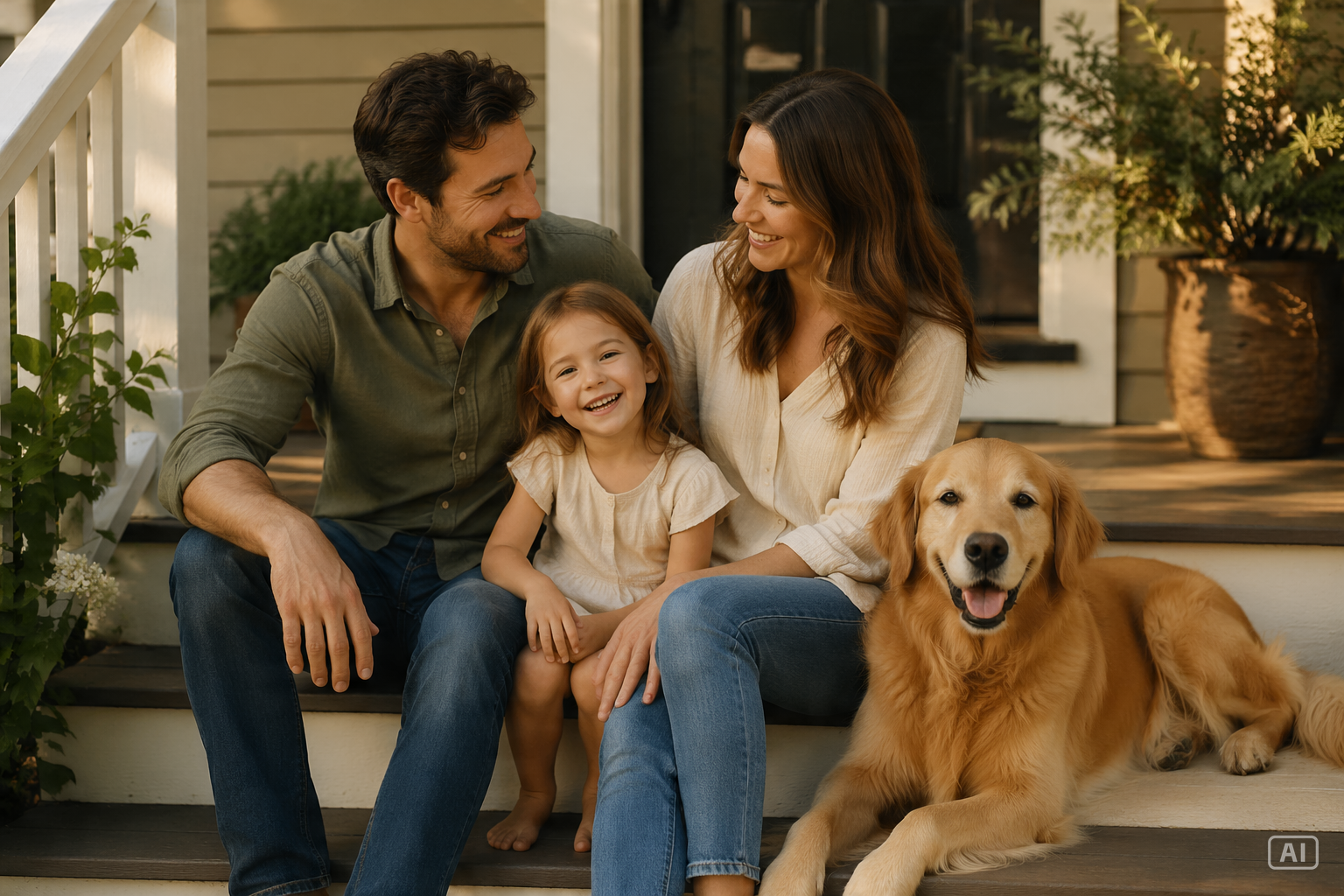 Family with pet photo generated by Pippit
