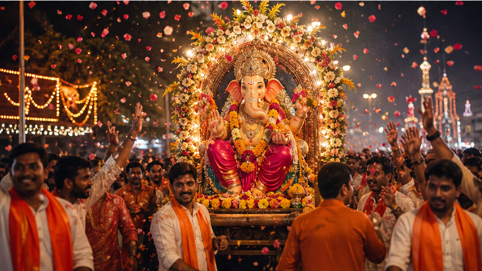 Anuncios de video de Ganesha AI para Ganesh Chaturthi - Final de la procesión del festival