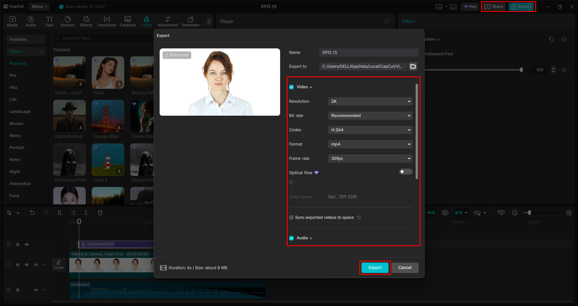 Exportieren eines Videos aus dem CapCut Desktop-Video-Editor