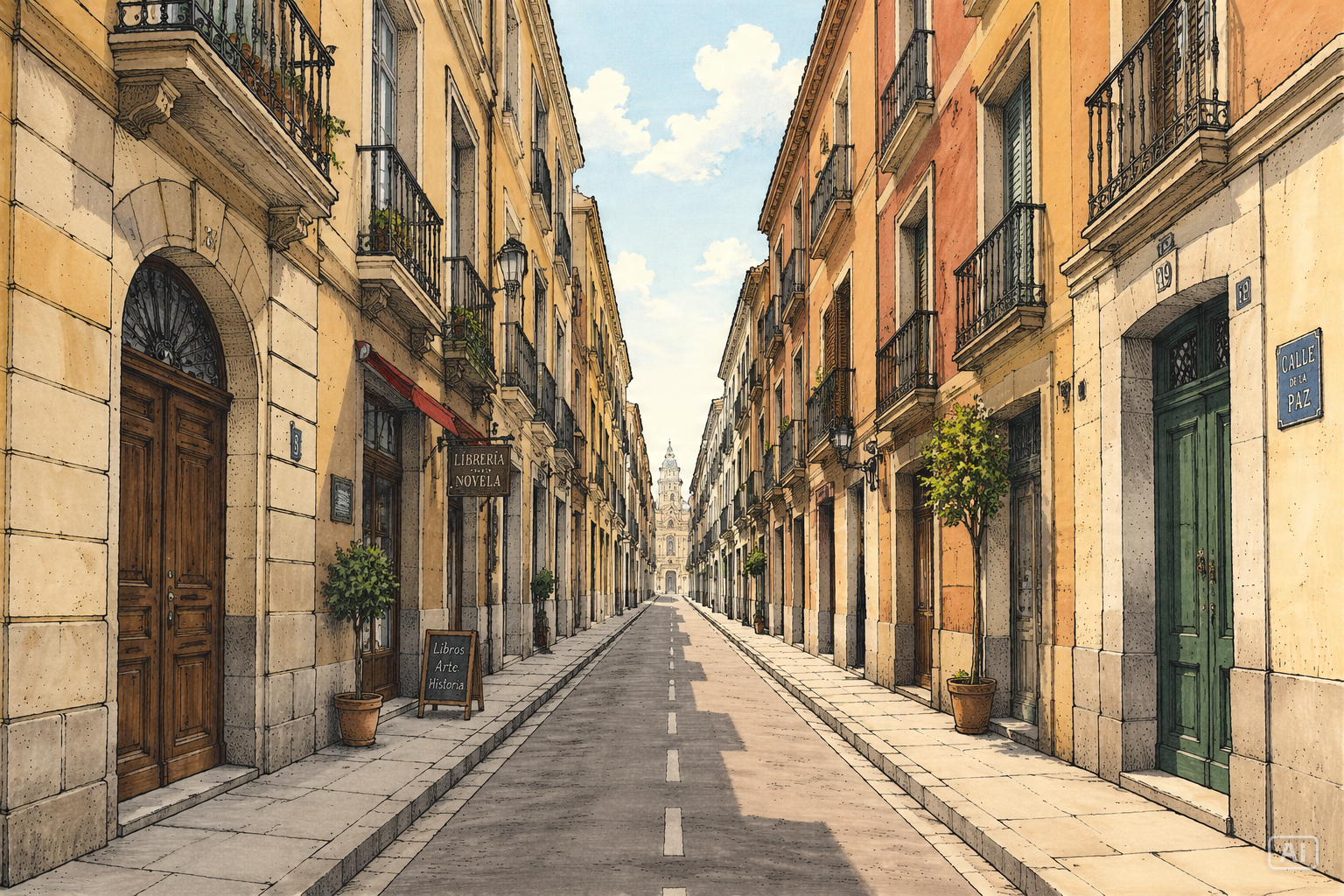 Urban street perspective drawing prompt generated by Pippit
