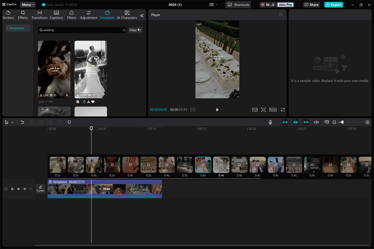 CapCut desktop video editor - upravitelné svatební pozvánky video šablony ke stažení zdarma