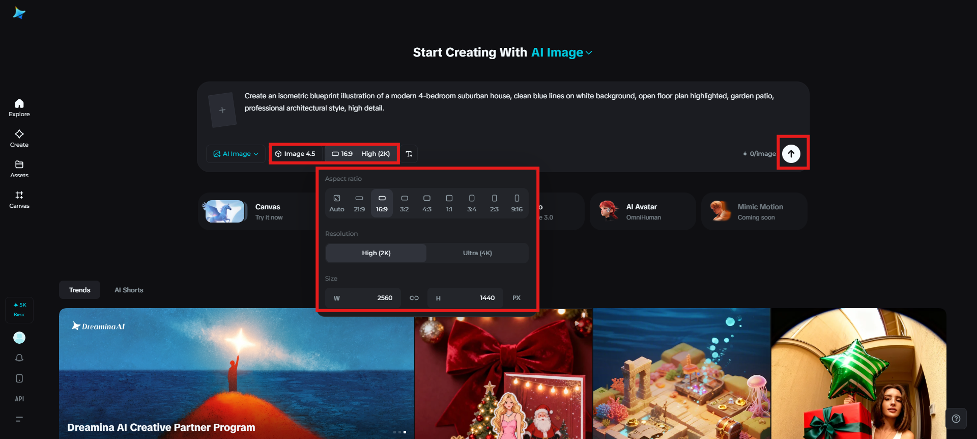 Select the model and adjust settings