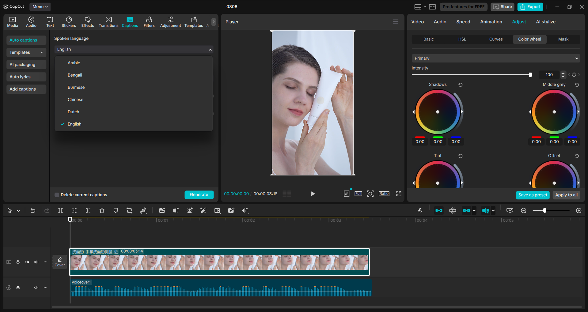 Giao diện của CapCut trình chỉnh sửa video trên máy tính để bàn - một cách dễ dàng để chỉnh sửa quảng cáo cho Facebook