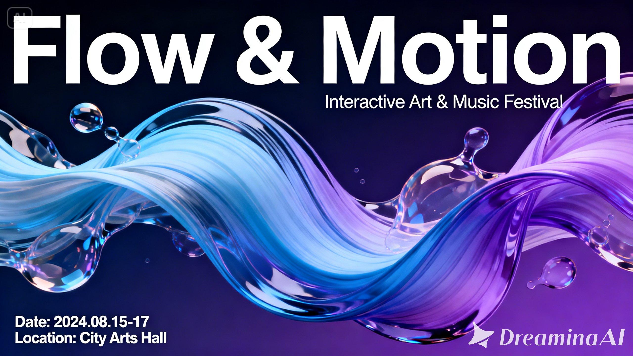 Themed event poster with fluid motion graphics