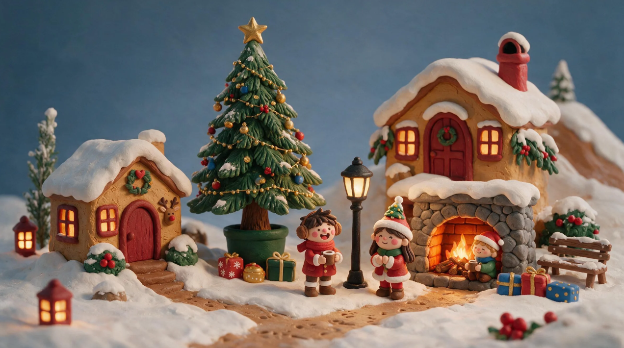 Clay Christmas scene
